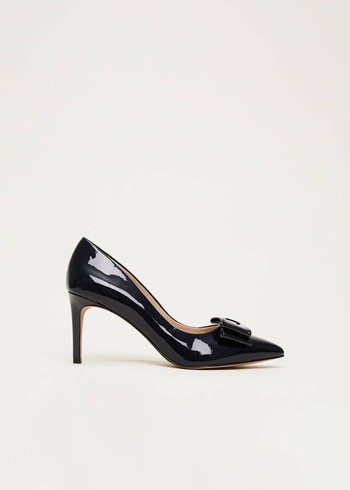 Phase Eight Patent Bow Court Heels Navy Canada | PUJBZW-247